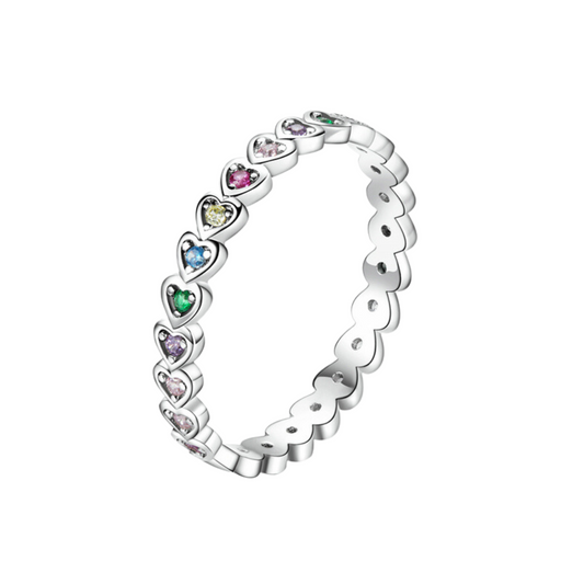 Sterling Silver Rainbow Heart | Ring